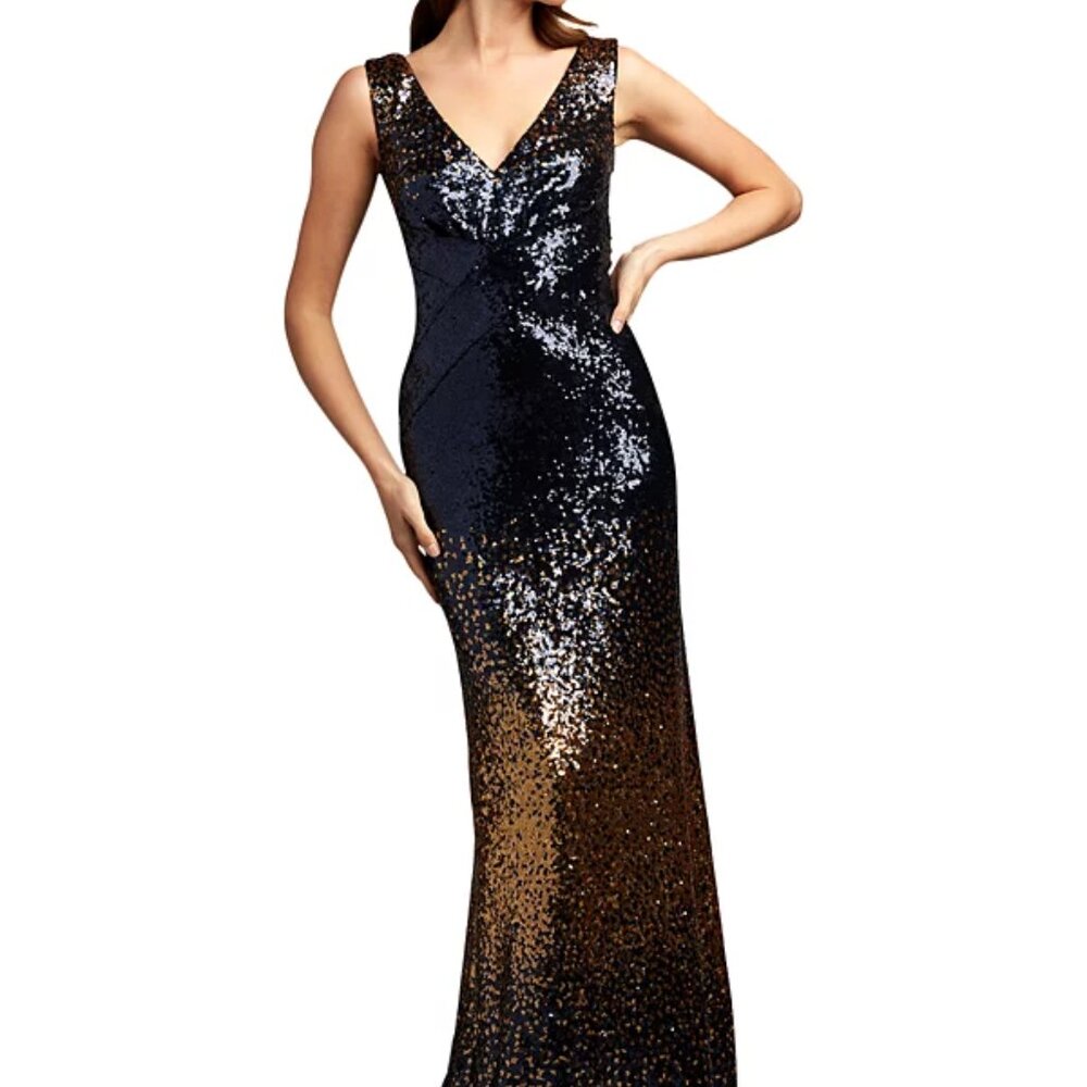 Tadashi Shoji Sequin Ombré Sleeveless Gown